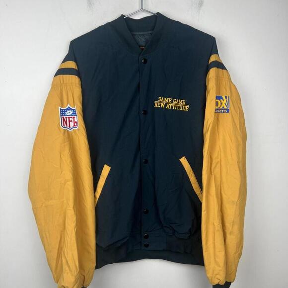 Vintage Fox Sports NFL Jacket XL Made in USA Game Sportswear LTD Blue Yellow - Picture 1 of 7